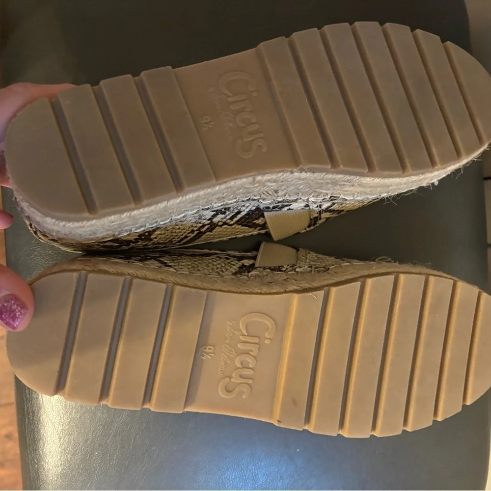 Sam Edelman Khloe Peach Snake Leather Espadrille Flat Size 9.5